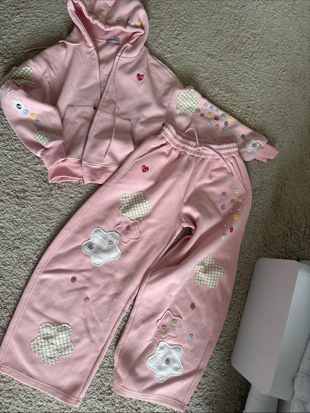 Aelfric Eden Pink Hooded Pajama Set with Cloud & Star Appliqués